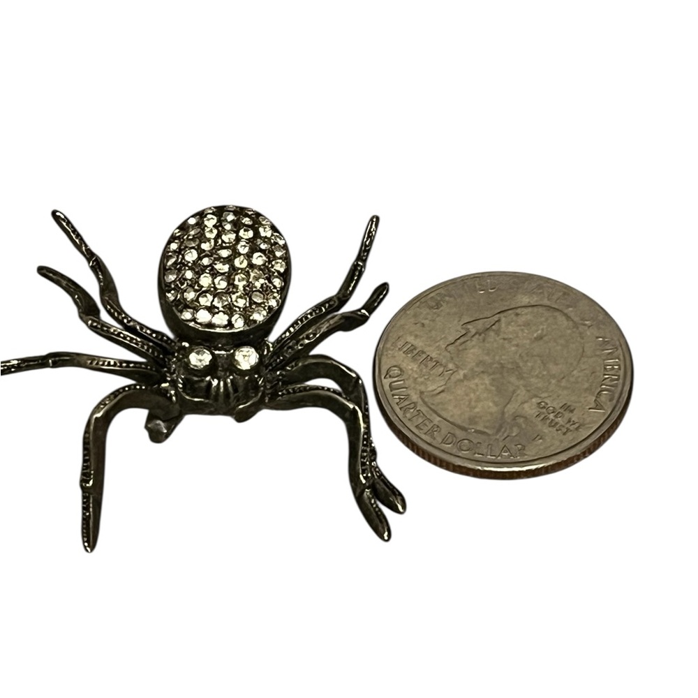 Vintage Marcasite look spider brooch in dark silver - Picture 6 of 7